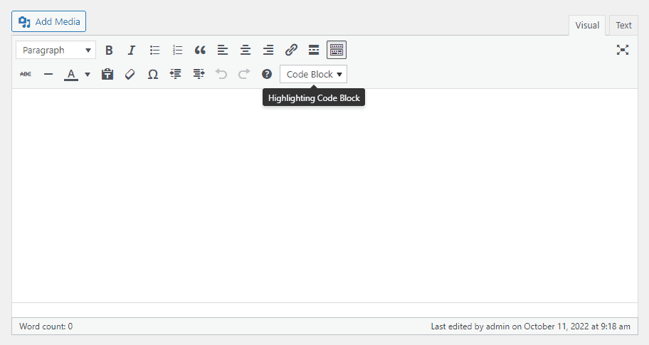 A select box is added to the toolbar